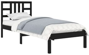 Estrutura cama pequena solteiro 75x190 cm madeira maciça preto