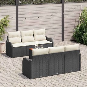 Conjunto de Sofá de Jardim 7 pcs Preto, branco 55 x 55 x 37 cm