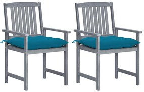 vidaXL Cadeiras de jardim com almofadões 2 pcs acácia maciça cinza