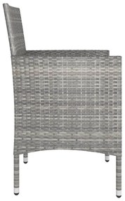 4 pcs conjunto de cadeiras e bancos de jardim vime PE cinzento