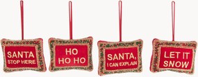 Ornamentos de Natal em veludo Quotes, conjunto de 4