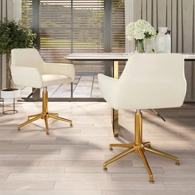 vidaXL Cadeiras de jantar giratórias 2 pcs veludo cor creme