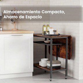 Mesa de jantar 80 x 75 x 75 cmdobrável e extensível com rodas, tampo rebatível, suporte para garrafas e estante de arrumação para espaços reduzidos, C