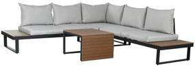 Conjunto de sofá e mesa Home ESPRIT Alumínio 227 x 159 x 64 cm
