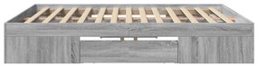 Estrutura de cama 200x200 cm derivados madeira cinzento sonoma