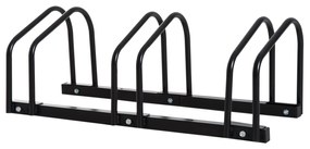 HOMCOM Estacionamento para 3 Bicicletas Suporte de Aço para Estacionar Bicicletas no chão para Interior e Exterior 70,5x33x27cm Preto