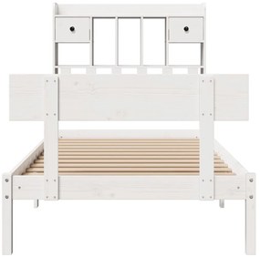 Cama com estante sem colchão 90x190 cm pinho maciço branco