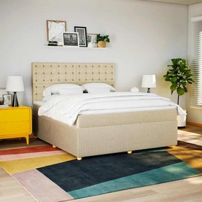 vidaXL Cama com molas/colchão 180x200 cm tecido cor creme