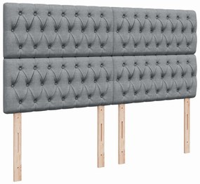 Cama com molas/colchão 200x200 cm tecido cinza-claro