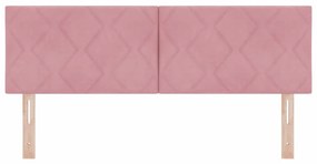 Cabeceira com design de bloco de diamante em rosa, 144cm, veludo