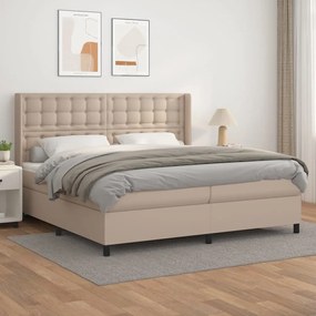 vidaXL Cama com molas/colchão 200x200 cm couro artificial cappuccino