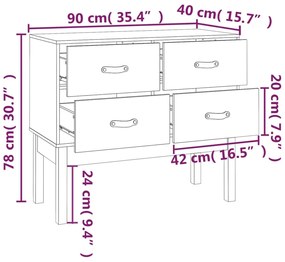 Mesa consola 90x40x78 cm madeira de pinho maciça