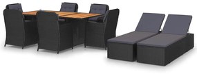 vidaXL 9 pcs conjunto de jantar para jardim vime PE preto