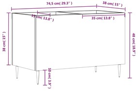 Armário p/ discos 74,5x38x48 derivados madeira cinzento sonoma