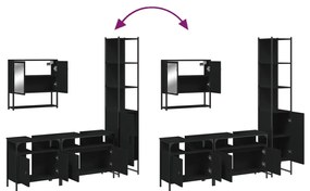 4 pcs conjunto móveis casa de banho derivados de madeira preto