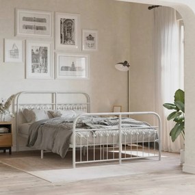 vidaXL Estrutura de cama com cabeceira e pés 140x200 cm metal branco