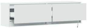 Móvel de parede para TV com luzes LED 140x31x38 cm branco