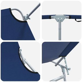 Espreguiçadeiras Dobráveis 2 pcs com Toldo Azul Tecido Oxford 600D