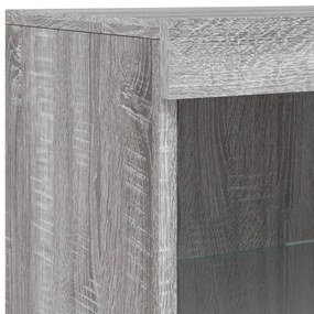 Aparador com luzes LED 162x37x100 cm cinzento sonoma