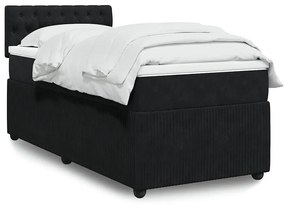 vidaXL Cama com molas/colchão 90x200 cm veludo preto