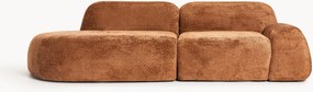 Chaise longue modular em teddy-bouclé Wolke (3 lugares)