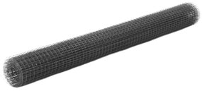 vidaXL Cerca arame galinheiro 25x1,5m aço c/ revestimento PVC cinzento