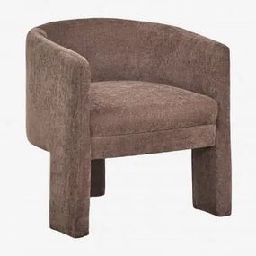 Cadeira De Jantar Com Braços Estofada Irati Chenille Castanho Café - Sklum