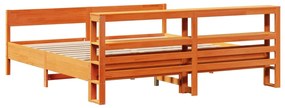 Cama sem colchão 200x200 cm pinho maciço castanho-mel
