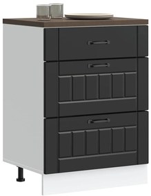 vidaXL Armário de cozinha baixo "Lucca" em madeira engenheirada preta