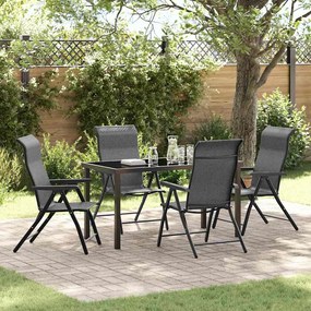 vidaXL Conjunto de Jantar de Jardim 5 Peças em Rattan Poly Cinza