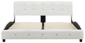 Cama + colchão espuma memória 140x200cm couro artificial branco