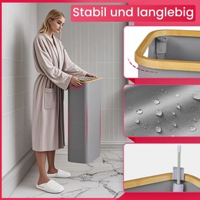 Cesto de bambu para roupa suja de 65 L, 42 x 22,5 x 70,5 cm cinzento