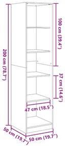 Roupeiro 50x50x200 cm contraplacado carvalho sonoma