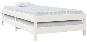 Cama empilhável 100x200 cm madeira de pinho maciça branco