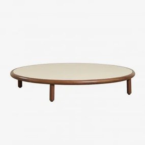 Mesa De Centro Redonda Olivia Em Madeira De Acácia Beige Semoline & Ø100 Cm - Sklum