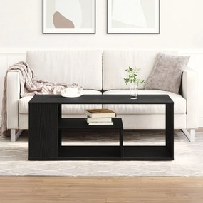 Mesa de Centro vidaXL Preto Carvalho 100x50x40 cm Madeira de Engenhari