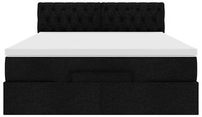 Cama otomana com colchão 140x190 cm tecido preto