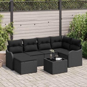 vidaXL Conjunto de Sofá de Jardim com 7 Peças e Almofadas Bege em Rattan de Polietileno