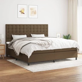 vidaXL Cama com molas/colchão 200x200 cm tecido castanho-escuro