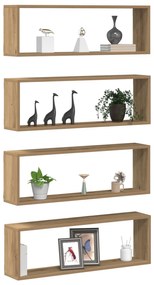 Prateleiras de parede vidaXL 4 pcs Carvalho Artesanal 80x15x26 cm Made