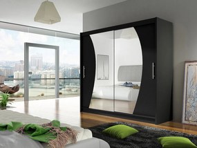 Roupeiro Closico 115, Preto, 215x180x58cm, 152 kg, Portas para roupeiro: Deslizante, Número de prateleiras: 5, Número de prateleiras: 5