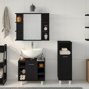 Conjunto de Móveis para Banheiro 3 Peças em Madeira Engineered Carvalh
