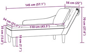 Chaise lounge c/ almofada/apoio de braços direito veludo