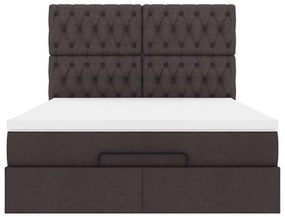 Estrutura cama otomana colchão 140x190cm tecido castanho escuro