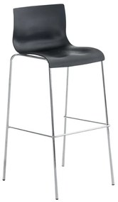 Banco de bar Hoover em plástico e com estrutura cromada 43 x 100 x 48 cm Preto