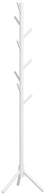HOMCOM Cabide de Pé de Madeira com 8 Ganchos para Pendurar Roupa e Bolsas para Corredor Entrada 40x40x165 cm Branco | Aosom Portugal