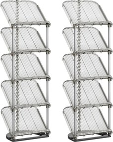 Conjunto 2 Sapateiras com prateleiras inclinadas 24,5 x 28,4 x 102,5 cm cinzentas