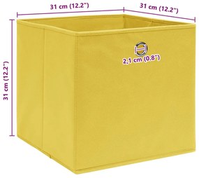 Caixas de arrumação 10 pcs 32x32x32 cm tecido amarelo