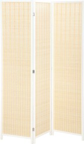 Biombo de madeira para separar divisões 135 x 180 cm, divisória dobrável de 3 painéis, branco e bege