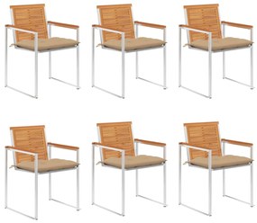 vidaXL Cadeiras de jardim 6 pcs c/ almofadões madeira de acácia maciça